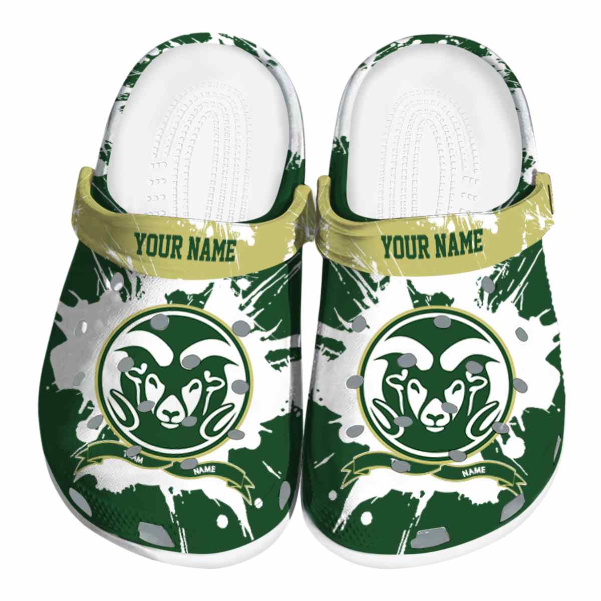 Colorado State Rams Splatter Pattern, Colorado State Rams Crocs Clogs