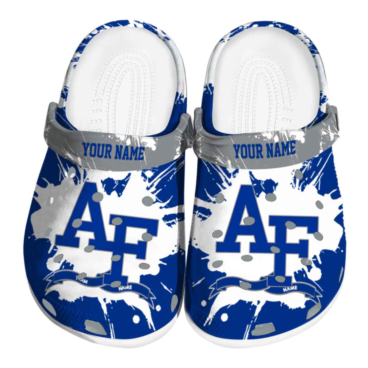 Air Force Falcons Splatter Pattern, Air Force Falcons Crocs Clogs