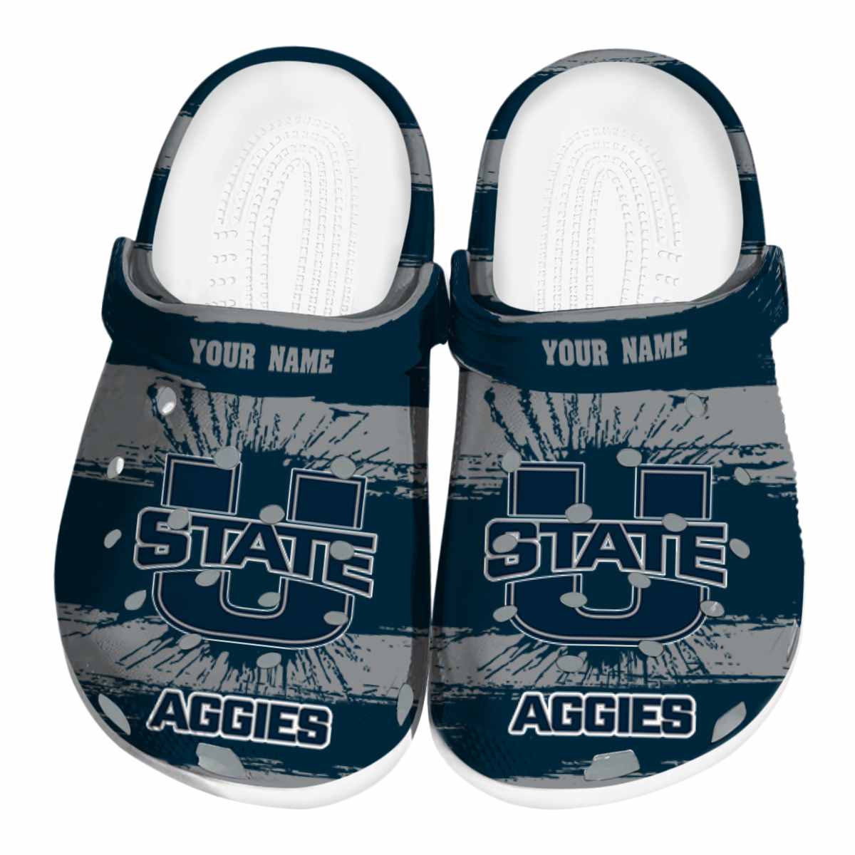 Utah State Aggies Paint Splatter Graphics, Utah State Aggies Crocs Clogs