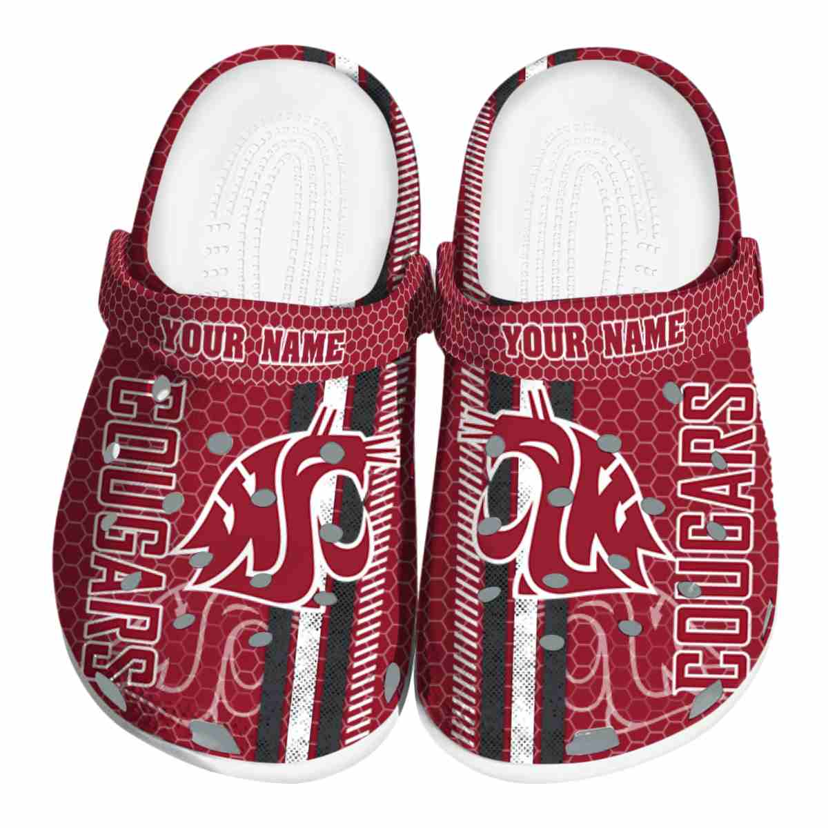 Washington State Cougars Contrasting Stripes, Washington State Cougars Crocs Clogs