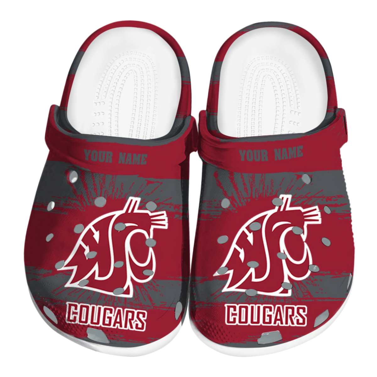 Washington State Cougars Paint Splatter Graphics, Washington State Cougars Crocs Clogs