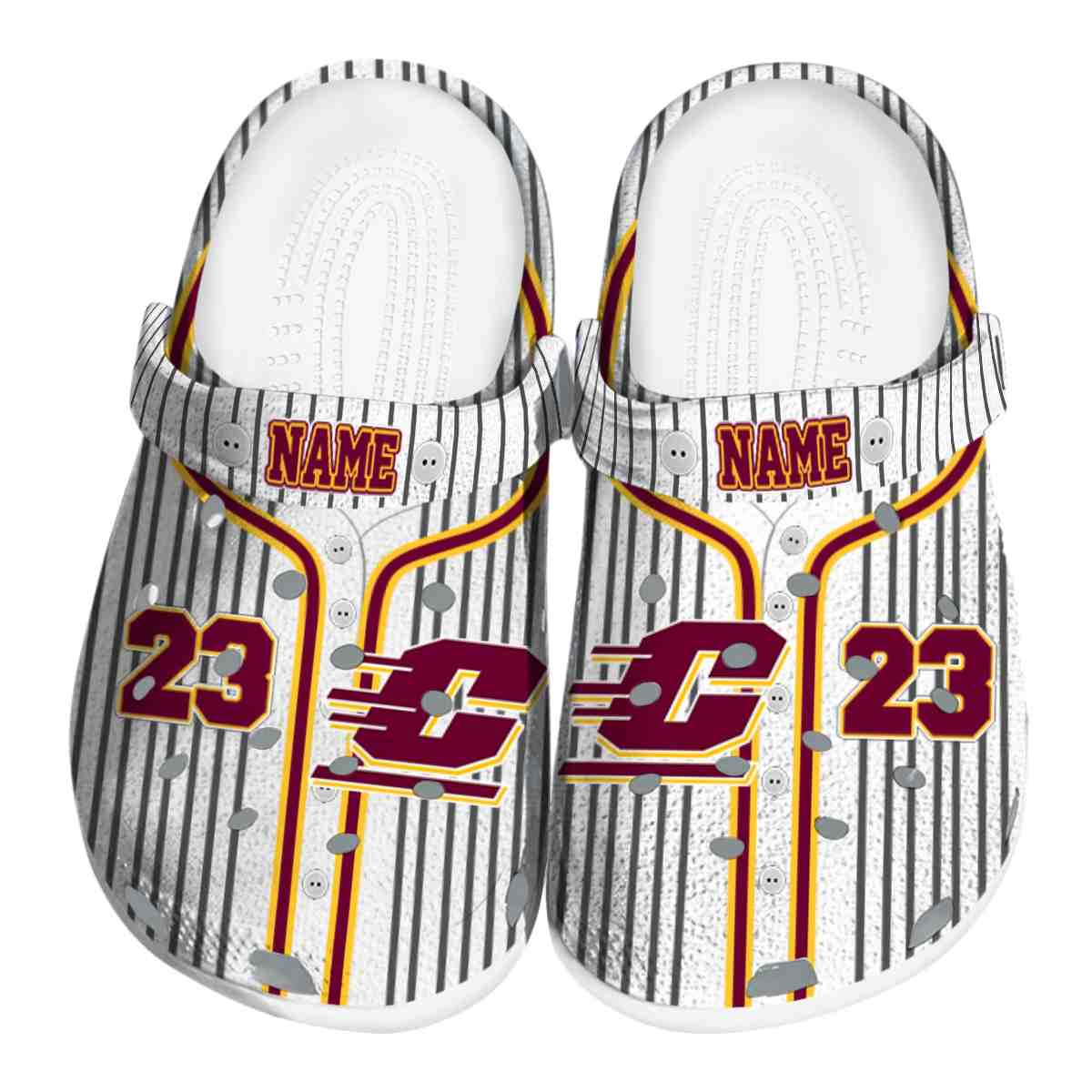 Central Michigan Chippewas Pinstripe Pattern, Central Michigan Chippewas Crocs Clogs