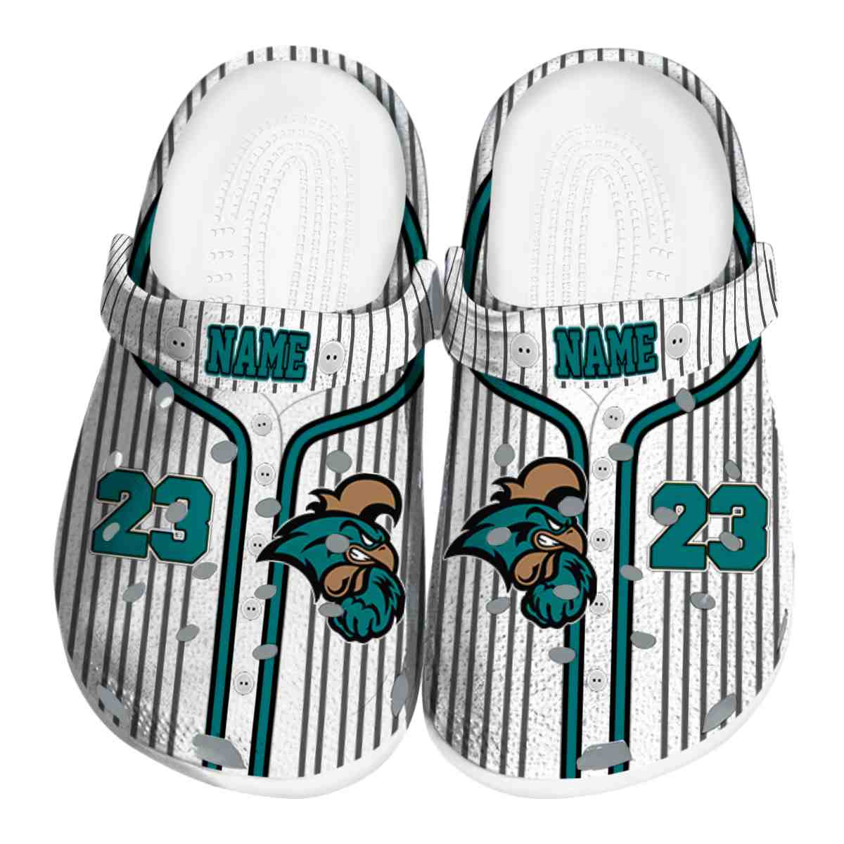 Coastal Carolina Chanticleers Pinstripe Pattern, Coastal Carolina Chanticleers Clogs