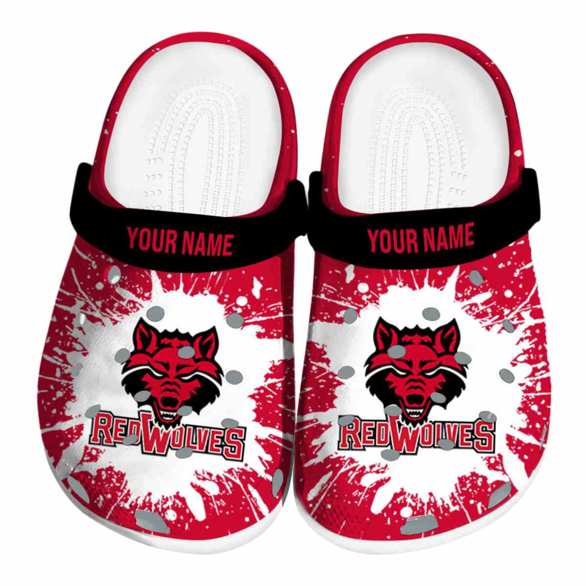 Arkansas State Red Wolves Splash Art, Arkansas State Red Crocs Clogs
