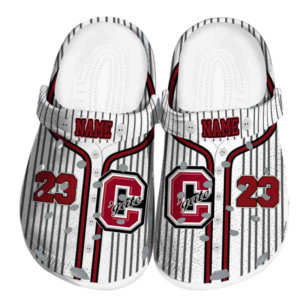 Colgate Raiders Pinstripe Pattern, Colgate Raiders Pinstripe Crocs Clogs