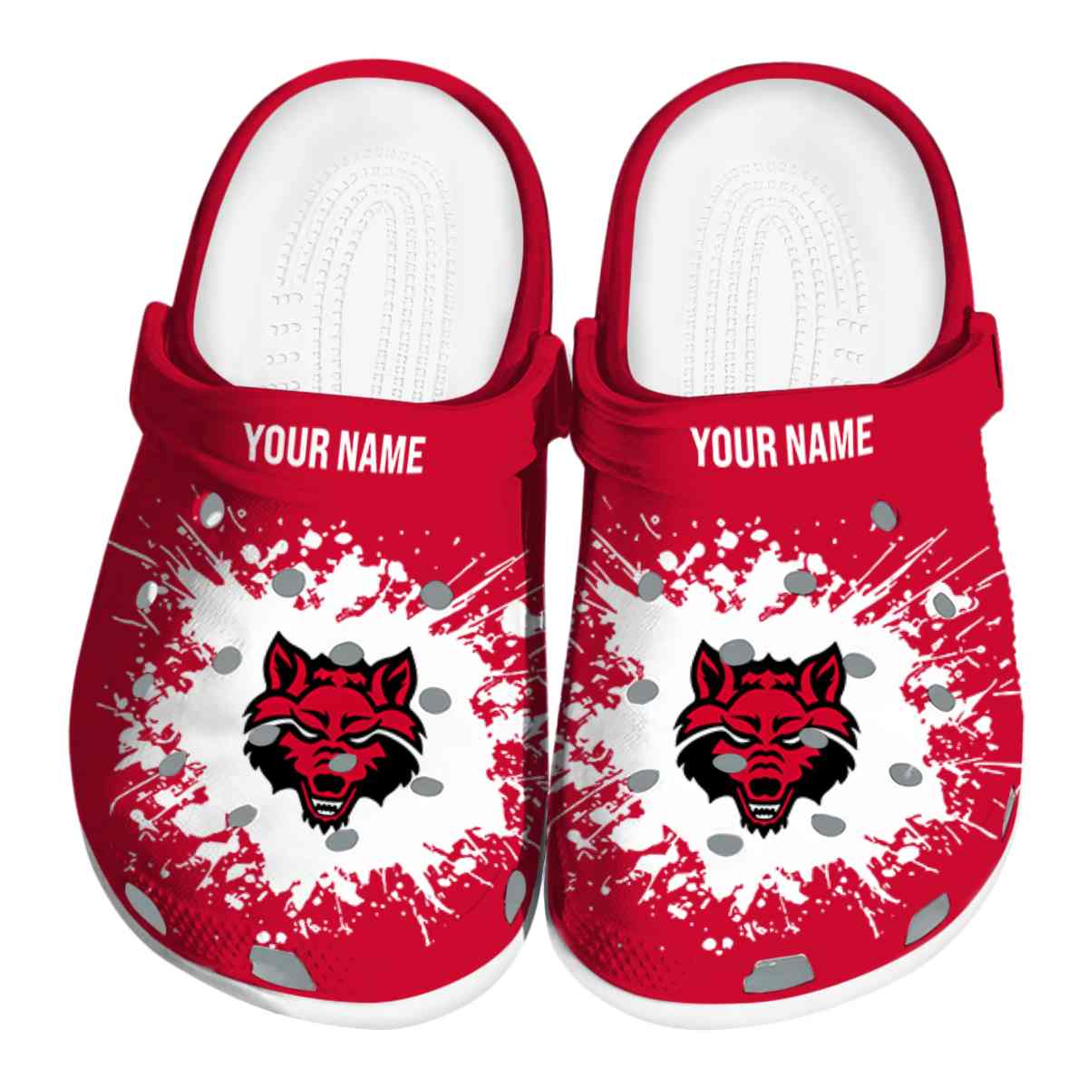 Arkansas State Red Wolves Splatter, Arkansas State Red Crocs Clogs