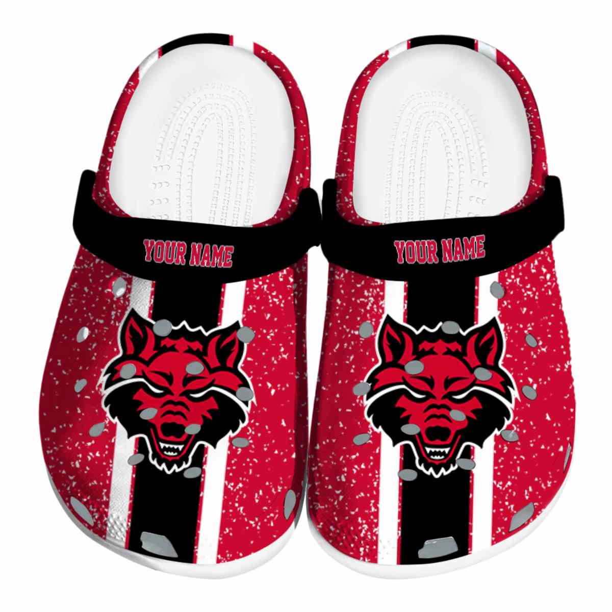 Arkansas State Red Wolves Vertical Stripes, Arkansas State Red Crocs Clogs