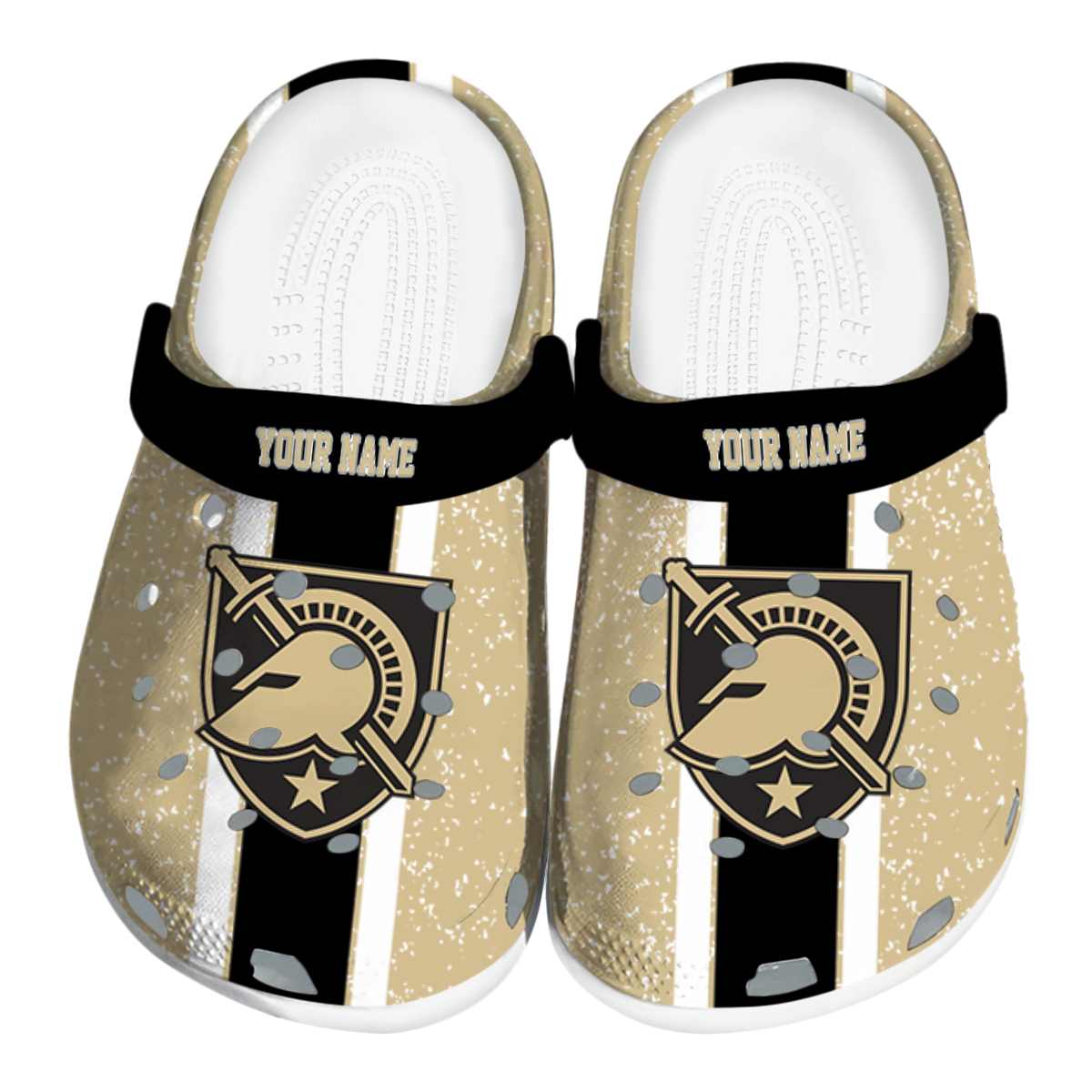 Army Black Knights Vertical Stripes, Army Black Knights Crocs Clogs
