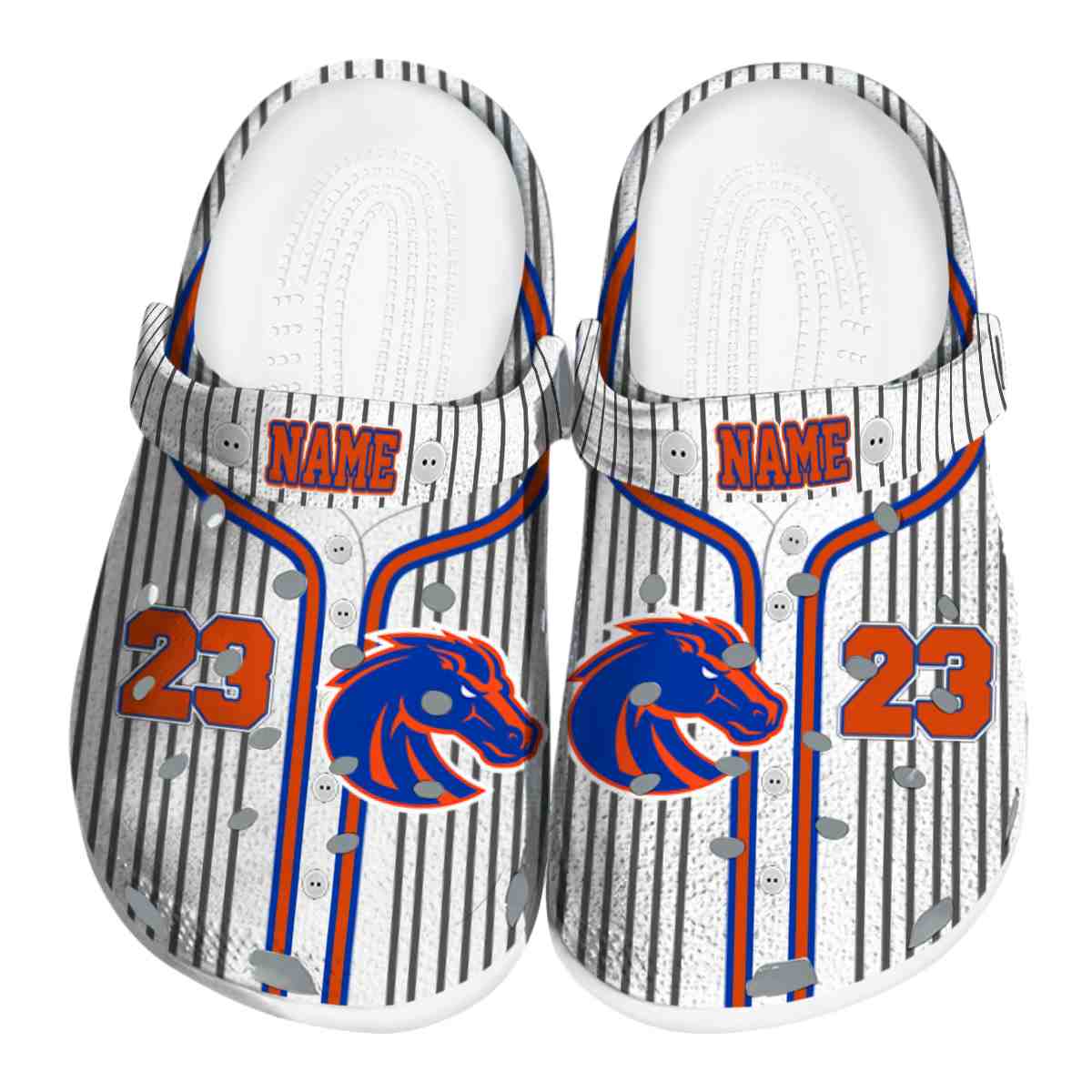 Boise State Broncos Pinstripe Pattern, Boise State Broncos Crocs Clogs