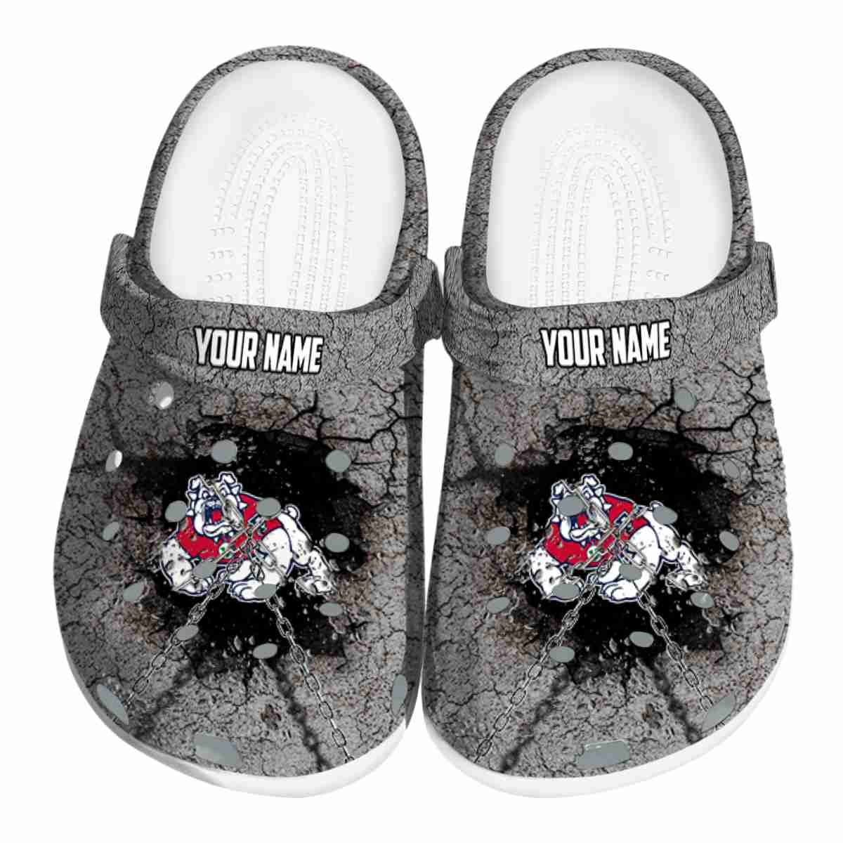 Fresno State Bulldogs Cracked Ground Texture, Fresno State Bulldogs Crocs Clogs