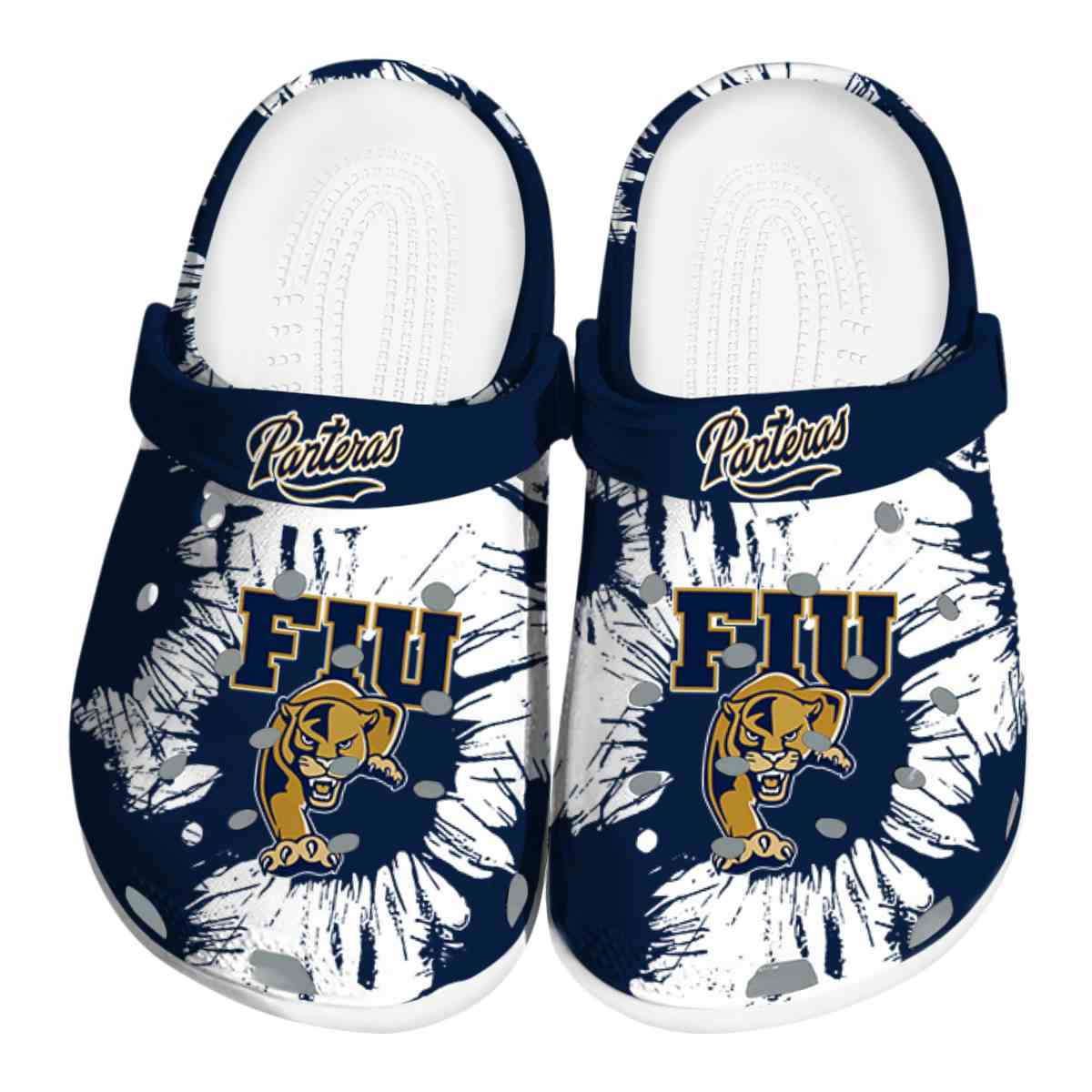 FIU Panthers Splatter Graphics, FIU Panthers Splatter Crocs Clogs