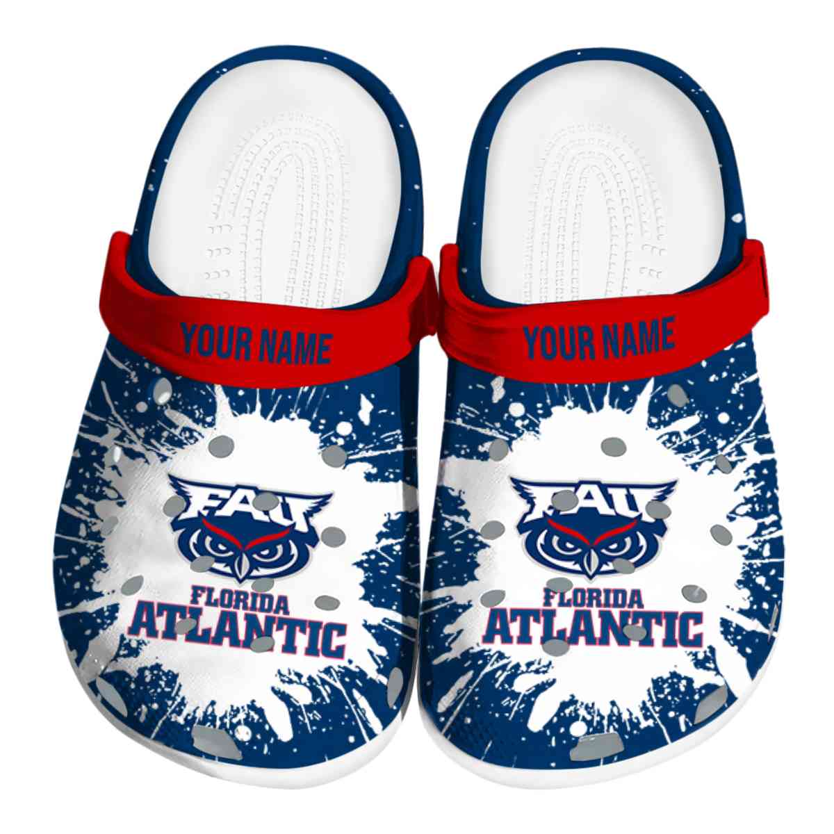 Florida Atlantic Owls Splash Art, Florida Atlantic Owls Crocs Clogs
