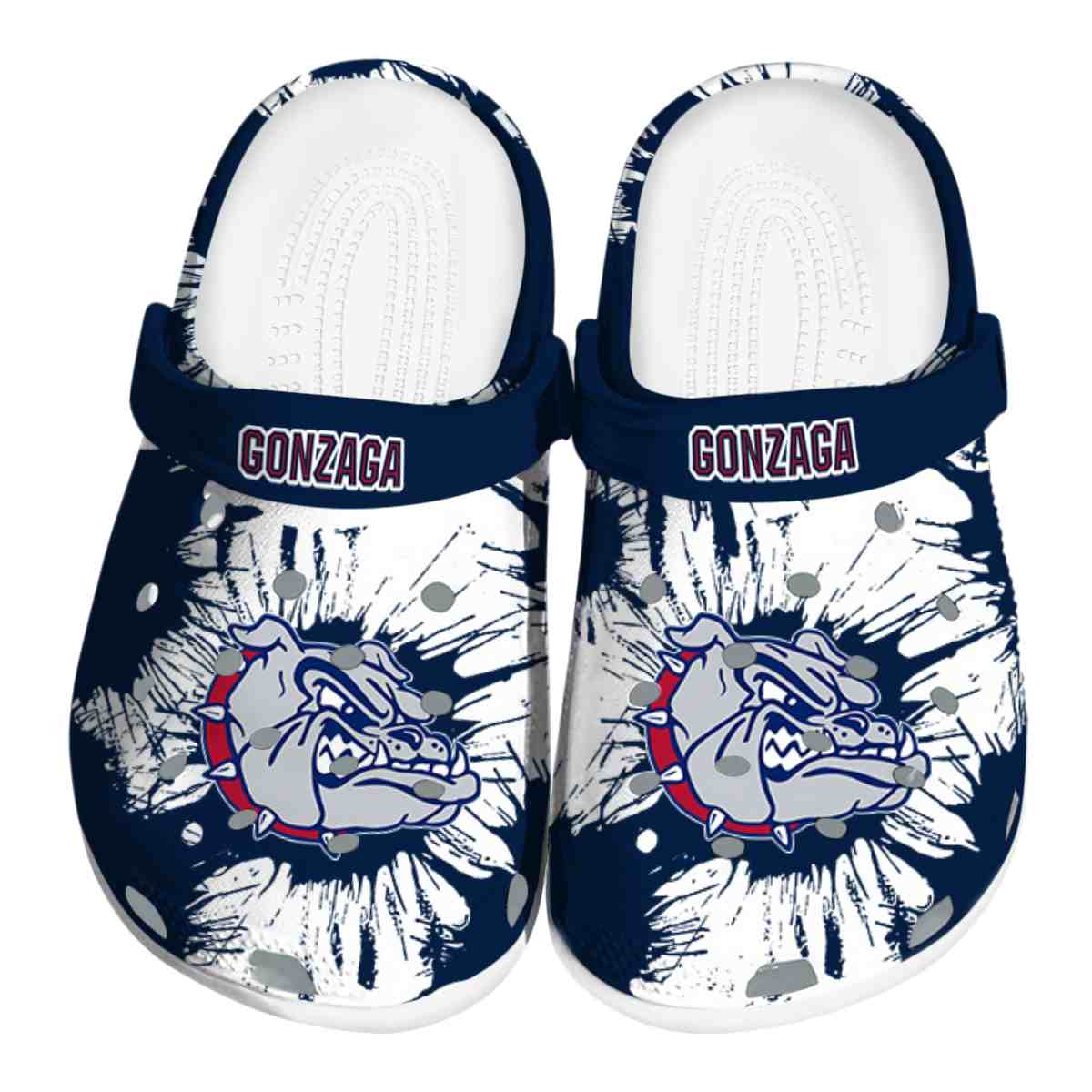 Gonzaga Bulldogs Splatter Graphics, Gonzaga Bulldogs Splatter Crocs Clogs