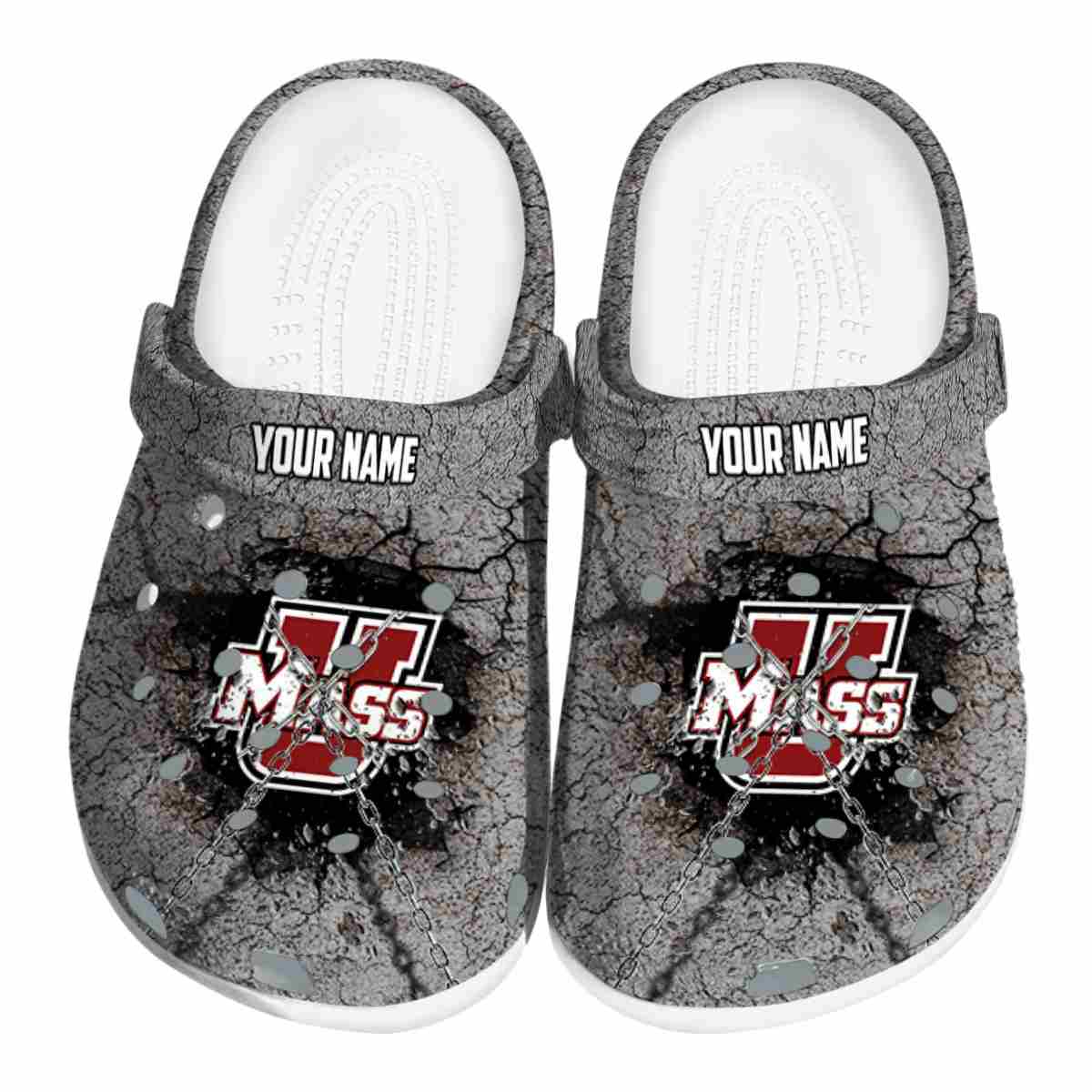 UMass Minutemen Cracked Ground Texture, UMass Minutemen Crocs Clogs