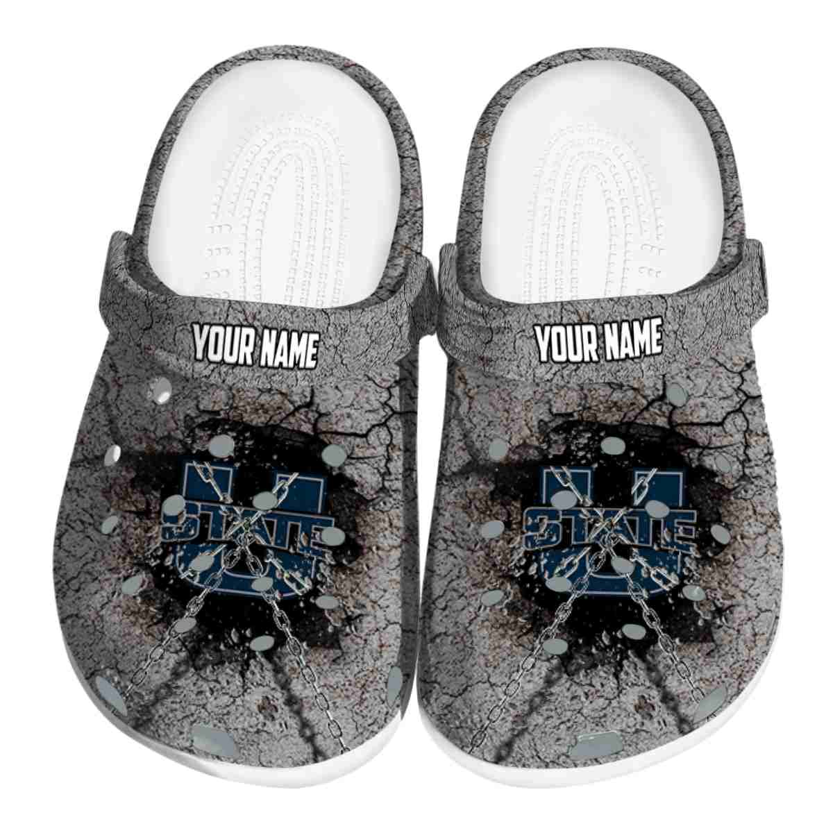 Utah State Aggies Cracked Ground Texture, Utah State Aggies Crocs Clogs