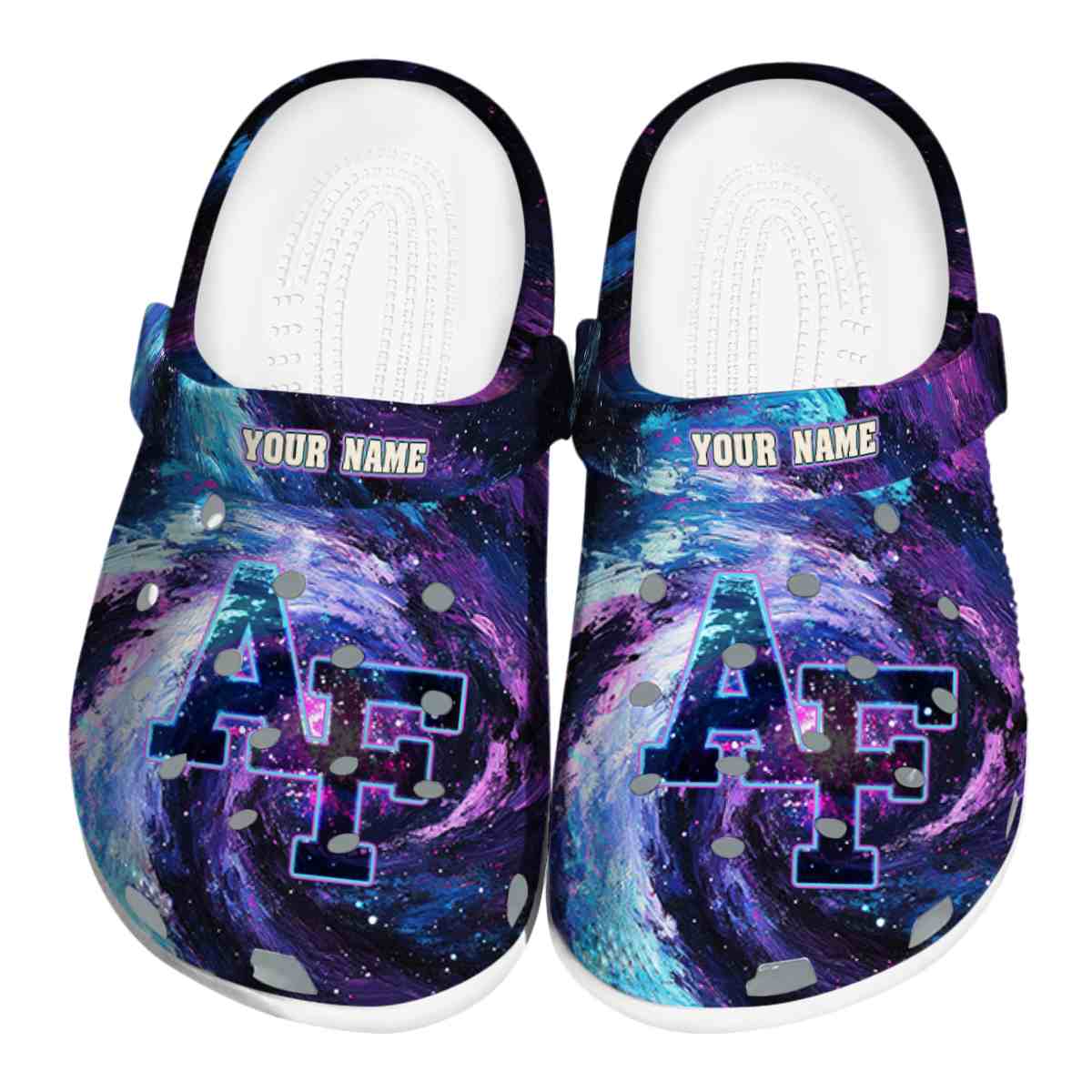Air Force Falcons Galaxy Swirl, Air Force Falcons Crocs Clogs