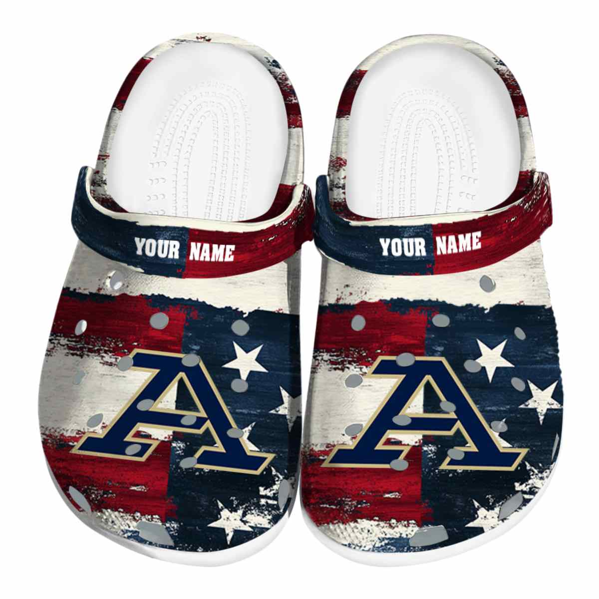 Akron Zips Patriotic Stripes, Akron Zips Patriotic Crocs Clogs