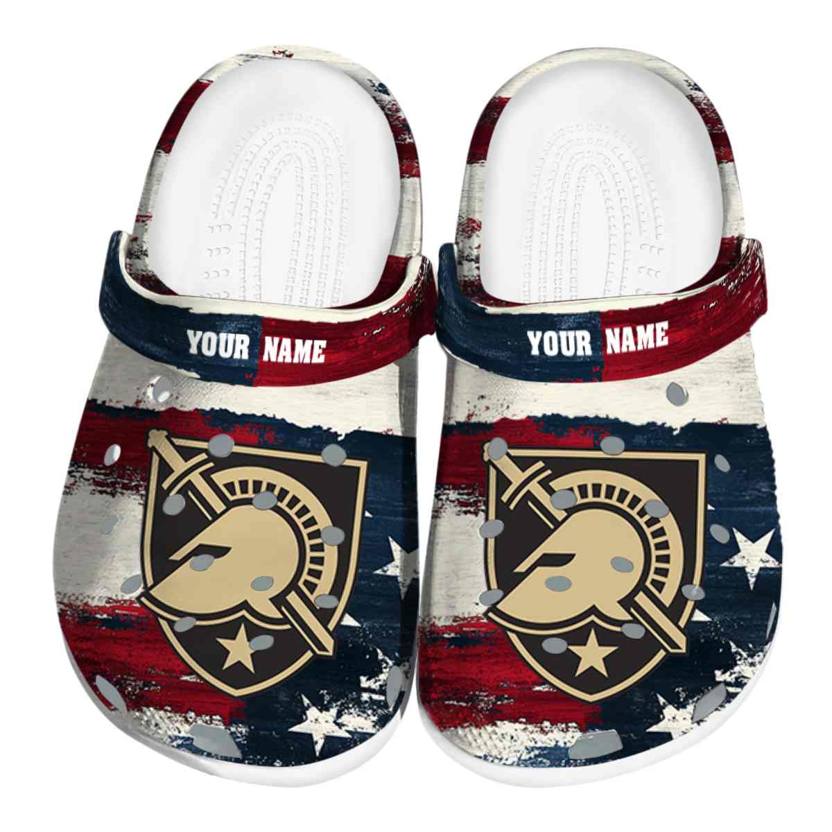 Army Black Knights Patriotic Stripes, Army Black Knights Crocs Clogs