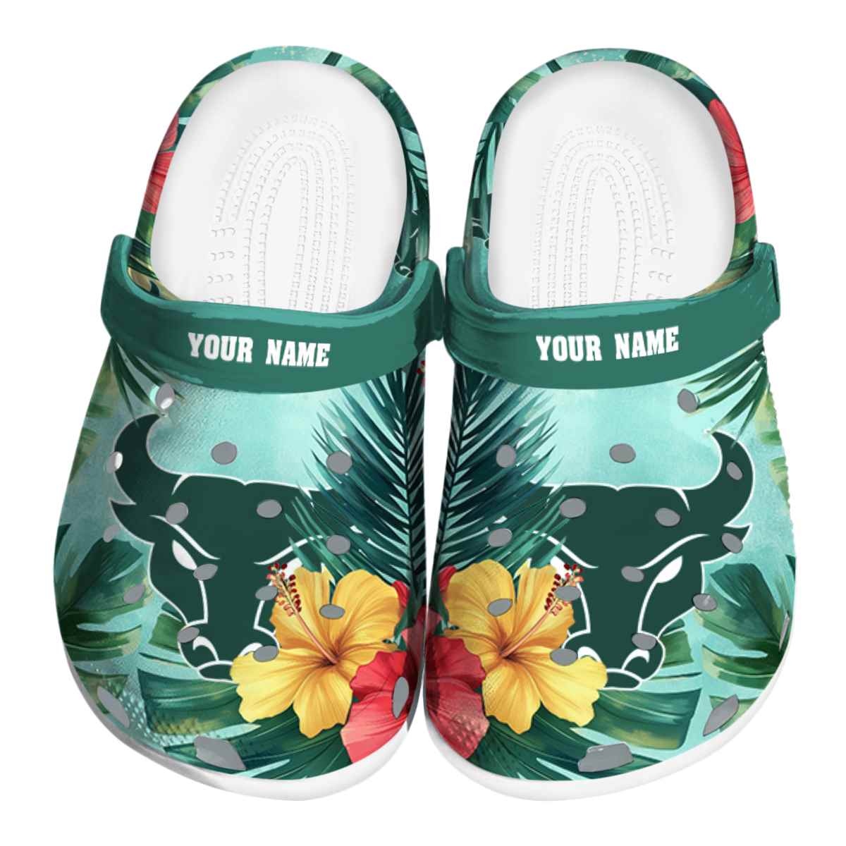 Buffalo Bulls Tropical Vibes, Buffalo Bulls Tropical Crocs Clogs