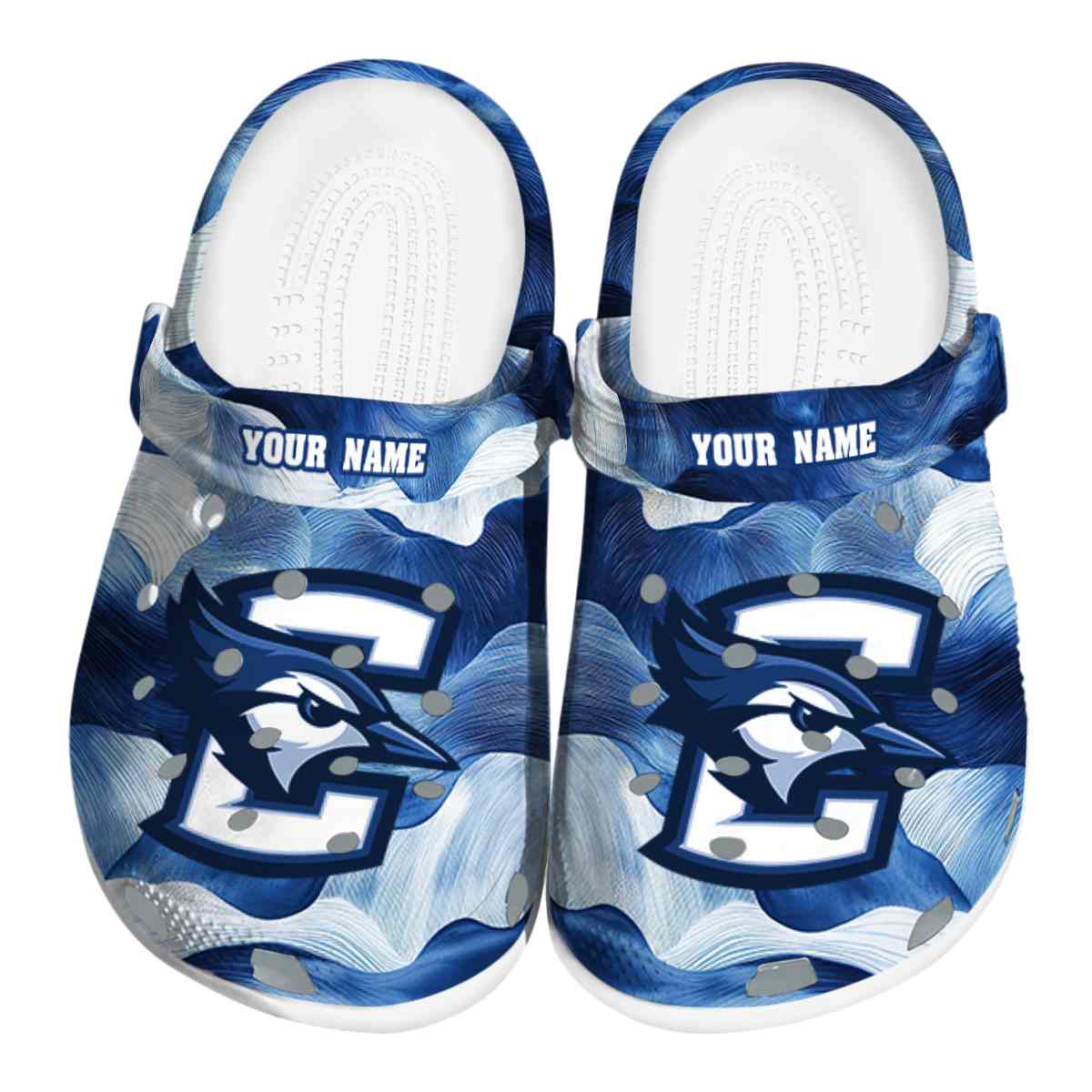 Creighton Bluejays Ocean Waves, Creighton Bluejays Ocean Crocs Clogs