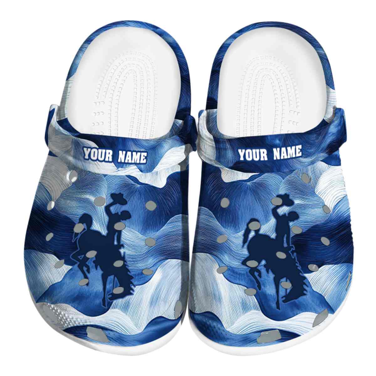 Wyoming Cowboys Ocean Waves, Wyoming Cowboys Ocean Crocs Clogs