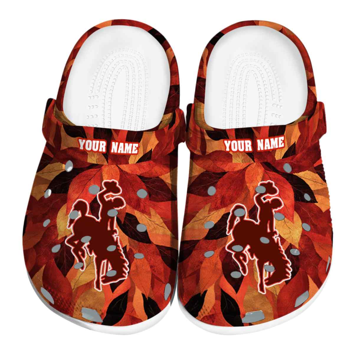 Wyoming Cowboys Autumn Leaves, Wyoming Cowboys Autumn Crocs Clogs