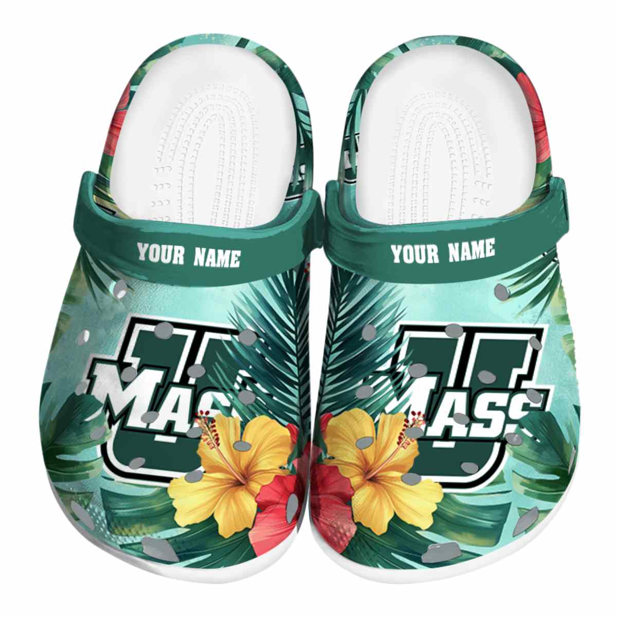 UMass Minutemen Tropical Vibes, UMass Minutemen Tropical Crocs Clogs