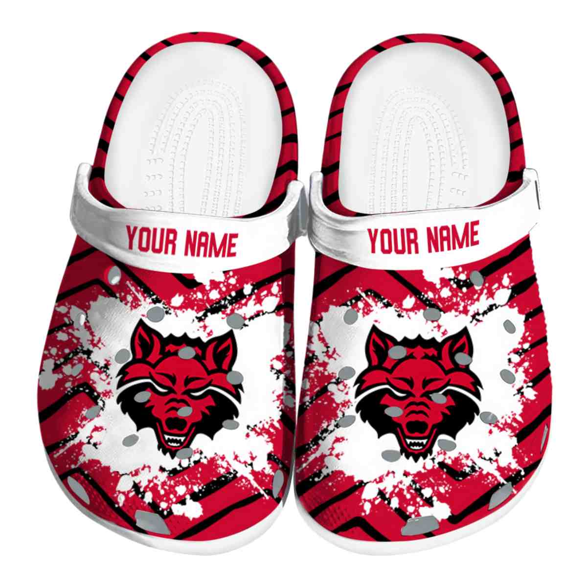 Arkansas State Red Wolves Zigzag Paint Burst, Arkansas State Red Crocs Clogs