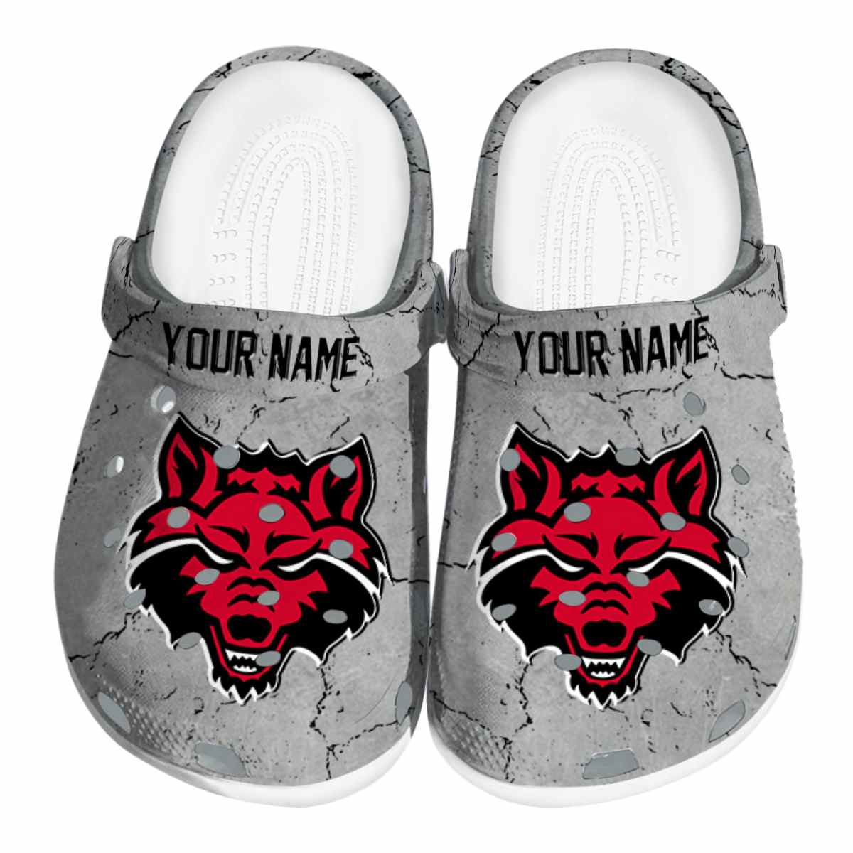 Arkansas State Red Wolves Cracked Texture, Arkansas State Red Crocs Clogs