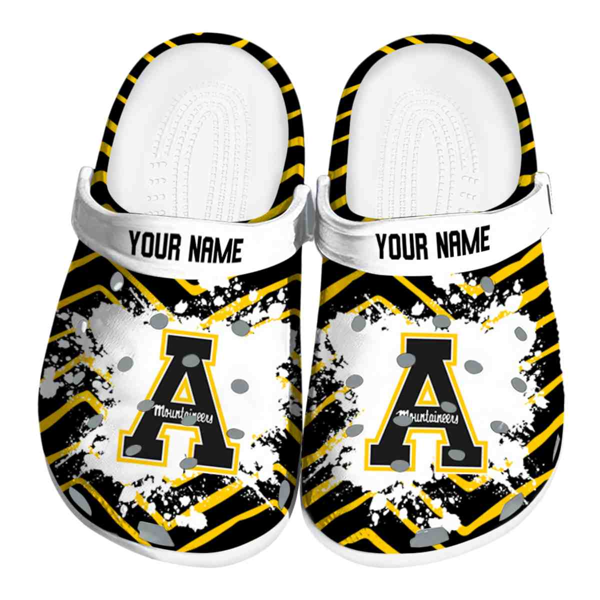Appalachian State Mountaineers Zigzag Paint Burst, Appalachian State Mountaineers Clogs