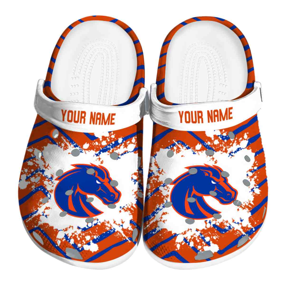 Boise State Broncos Zigzag Paint Burst, Boise State Broncos Crocs Clogs