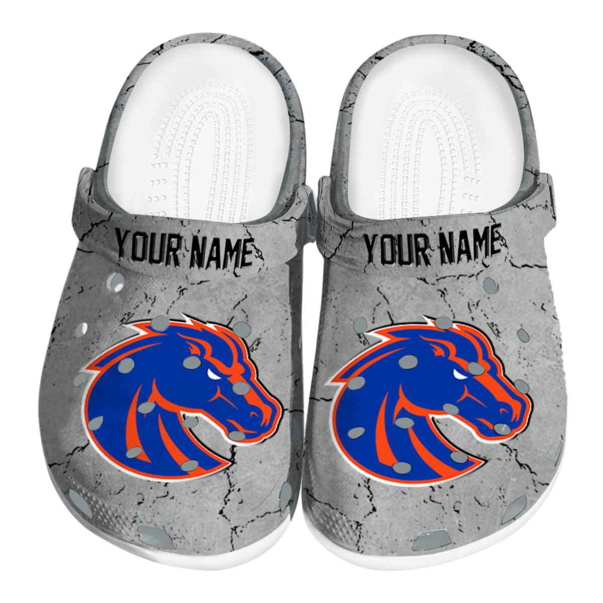 Boise State Broncos Cracked Texture, Boise State Broncos Crocs Clogs