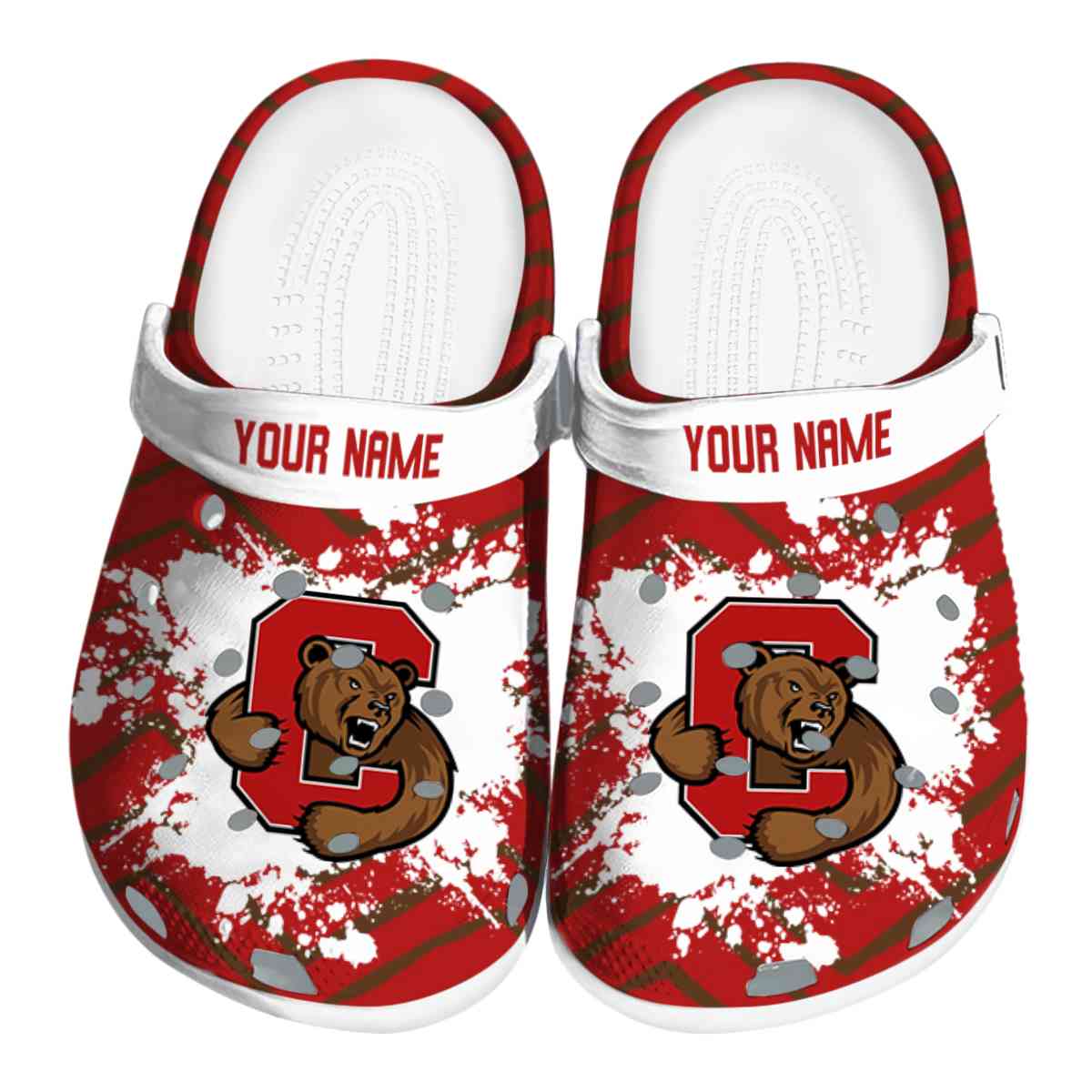 Cornell Big Red Zigzag Paint Burst, Cornell Big Red Crocs Clogs