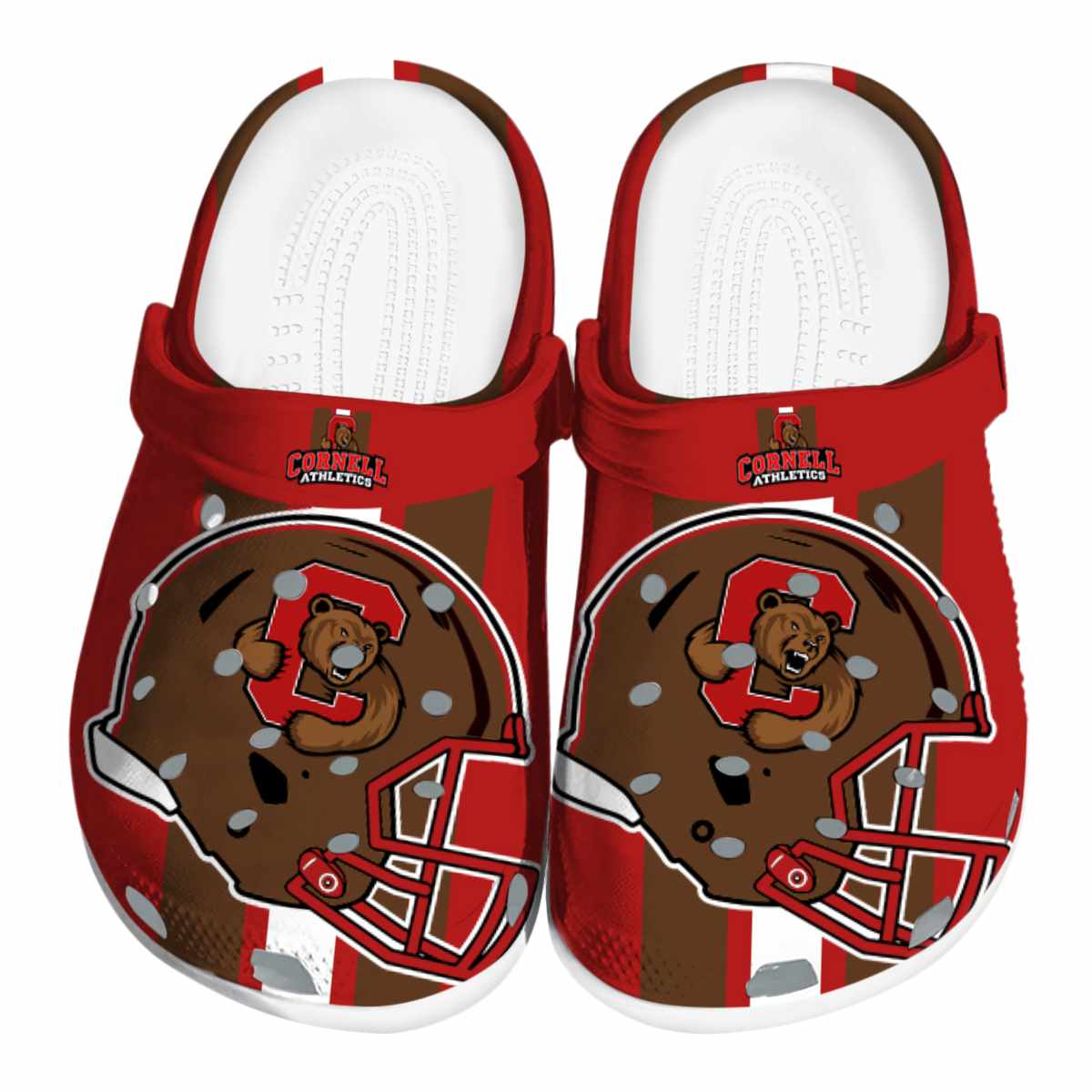 Cornell Big Red Helmet Stripes, Cornell Big Red Crocs Clogs