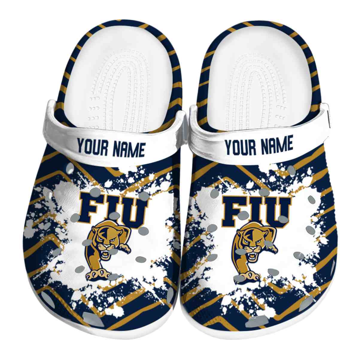 FIU Panthers Zigzag Paint Burst, FIU Panthers Zigzag Crocs Clogs