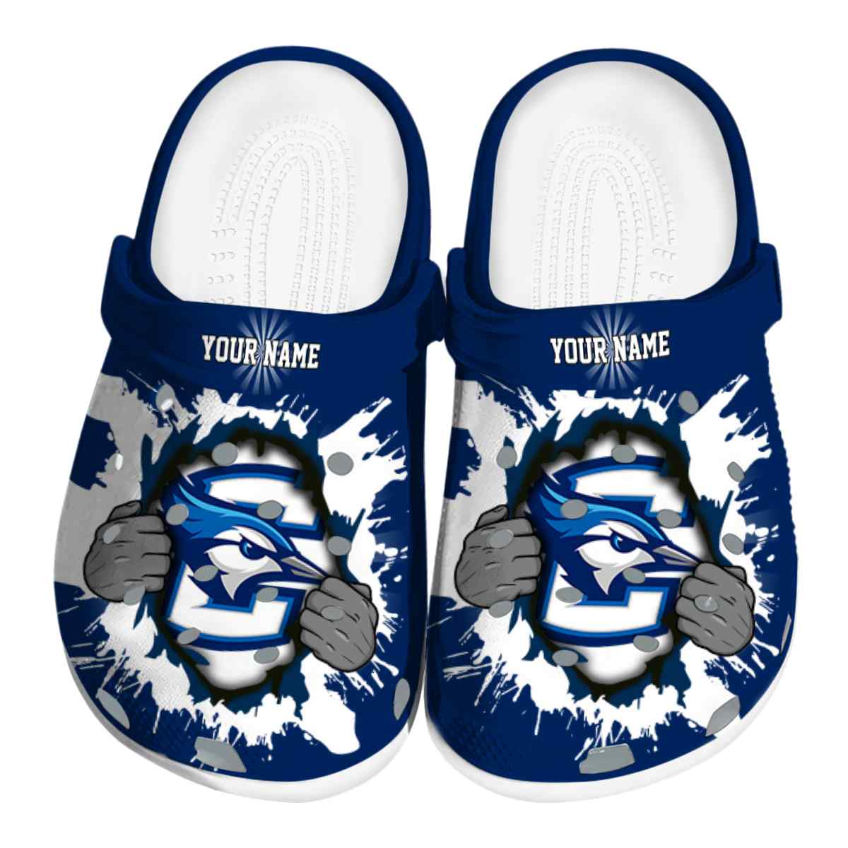 Creighton Bluejays Gripping Hand, Creighton Bluejays Gripping Crocs Clogs