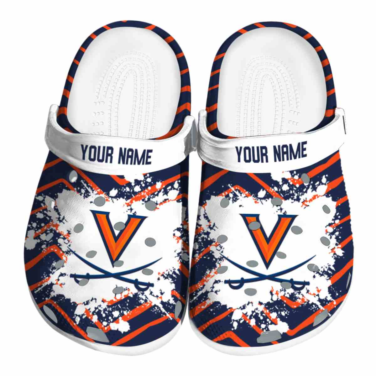 Virginia Cavaliers Zigzag Paint Burst, Virginia Cavaliers Zigzag Crocs Clogs