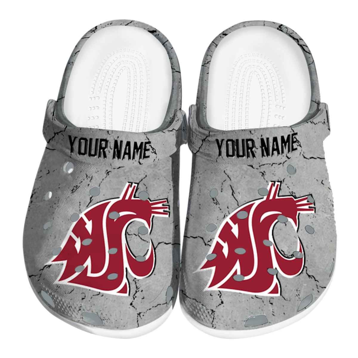 Washington State Cougars Cracked Texture, Washington State Cougars Crocs Clogs