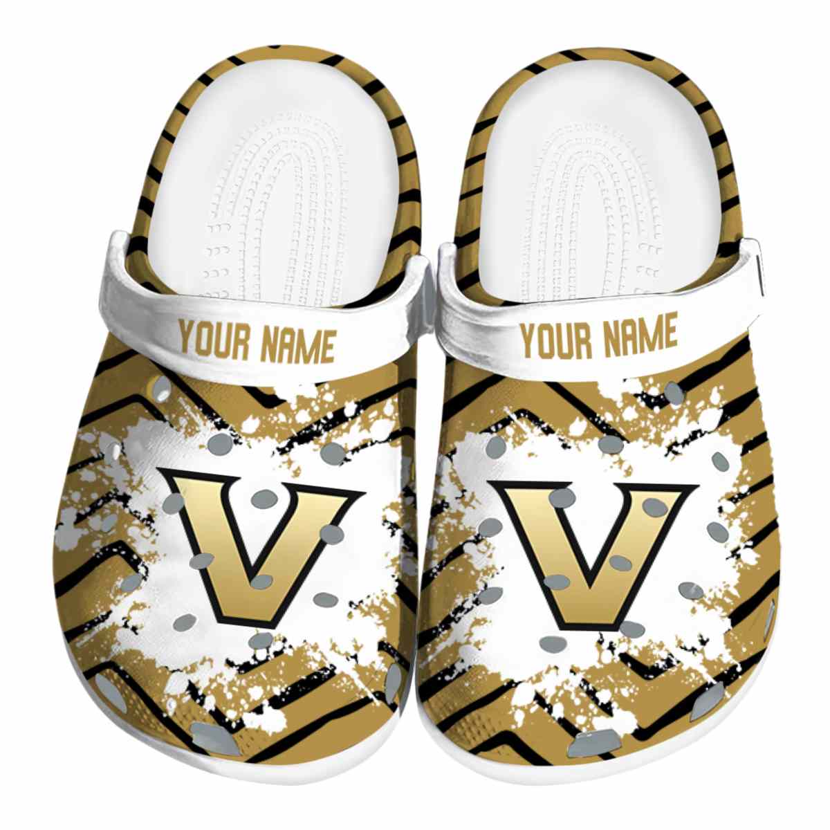 Vanderbilt Commodores Zigzag Paint Burst, Vanderbilt Commodores Zigzag Crocs Clogs