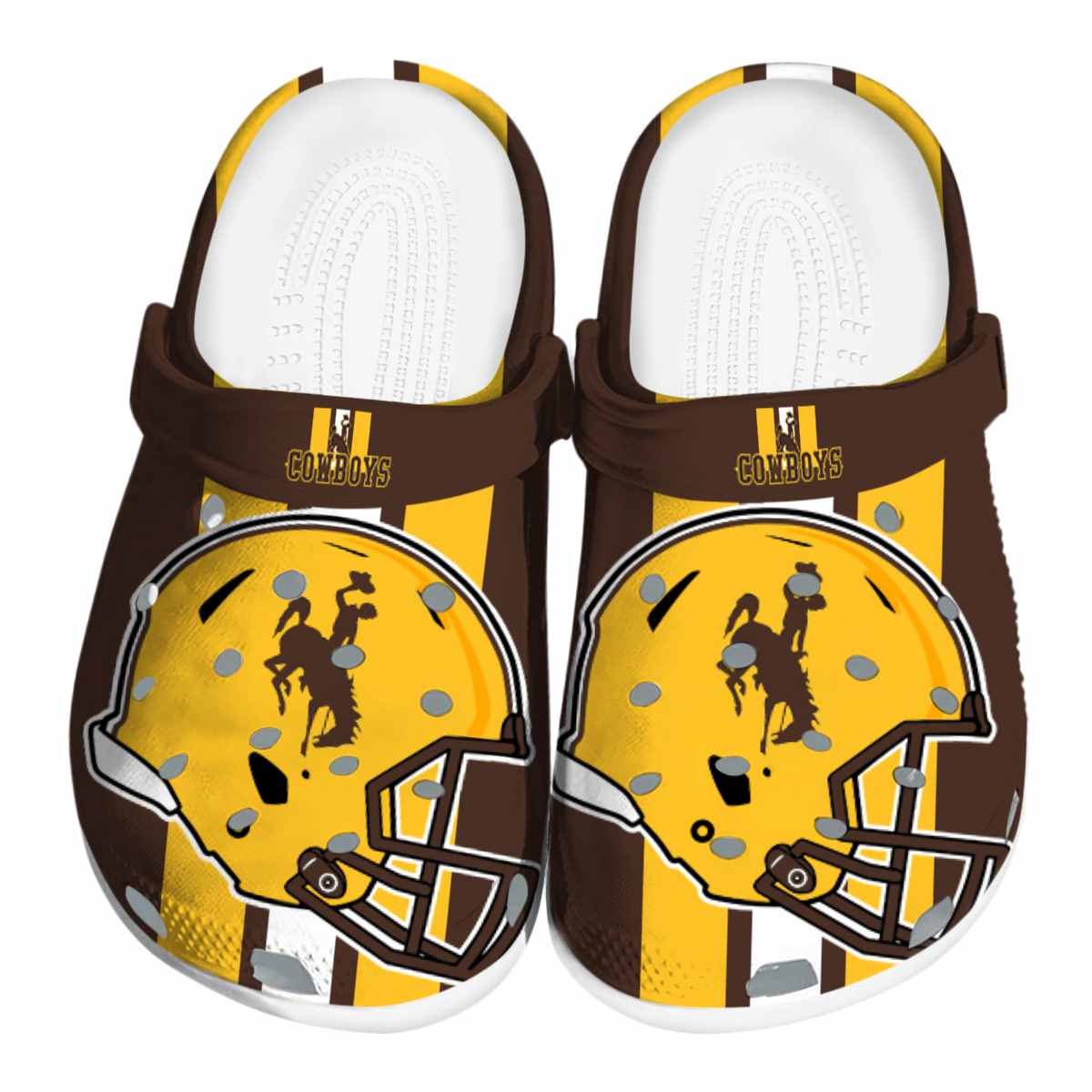 Wyoming Cowboys Helmet Stripes, Wyoming Cowboys Helmet Crocs Clogs