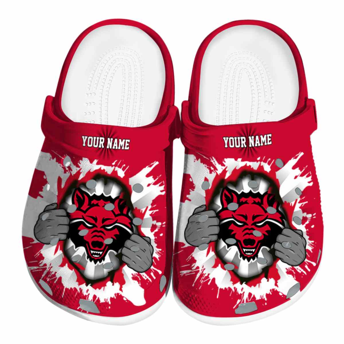 Arkansas State Red Wolves Gripping Hand, Arkansas State Red Crocs Clogs