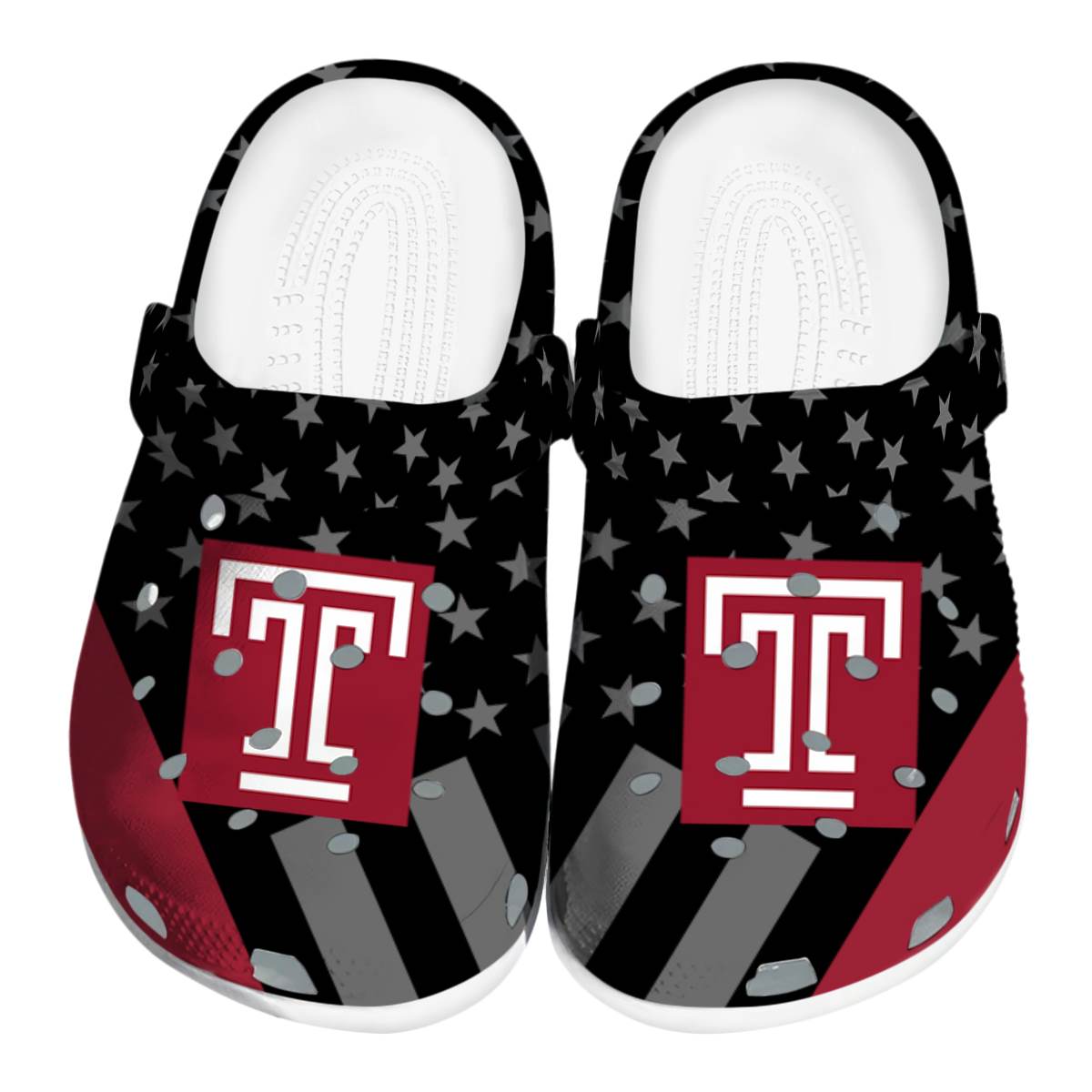Temple Owls Stellar Stripes Theme, Temple Owls Stellar Crocs Clogs