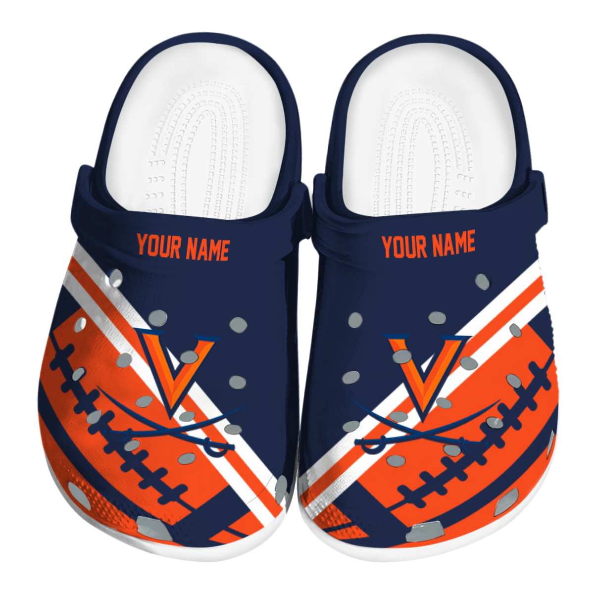 Virginia Cavaliers Football Motif, Virginia Cavaliers Football Crocs Clogs