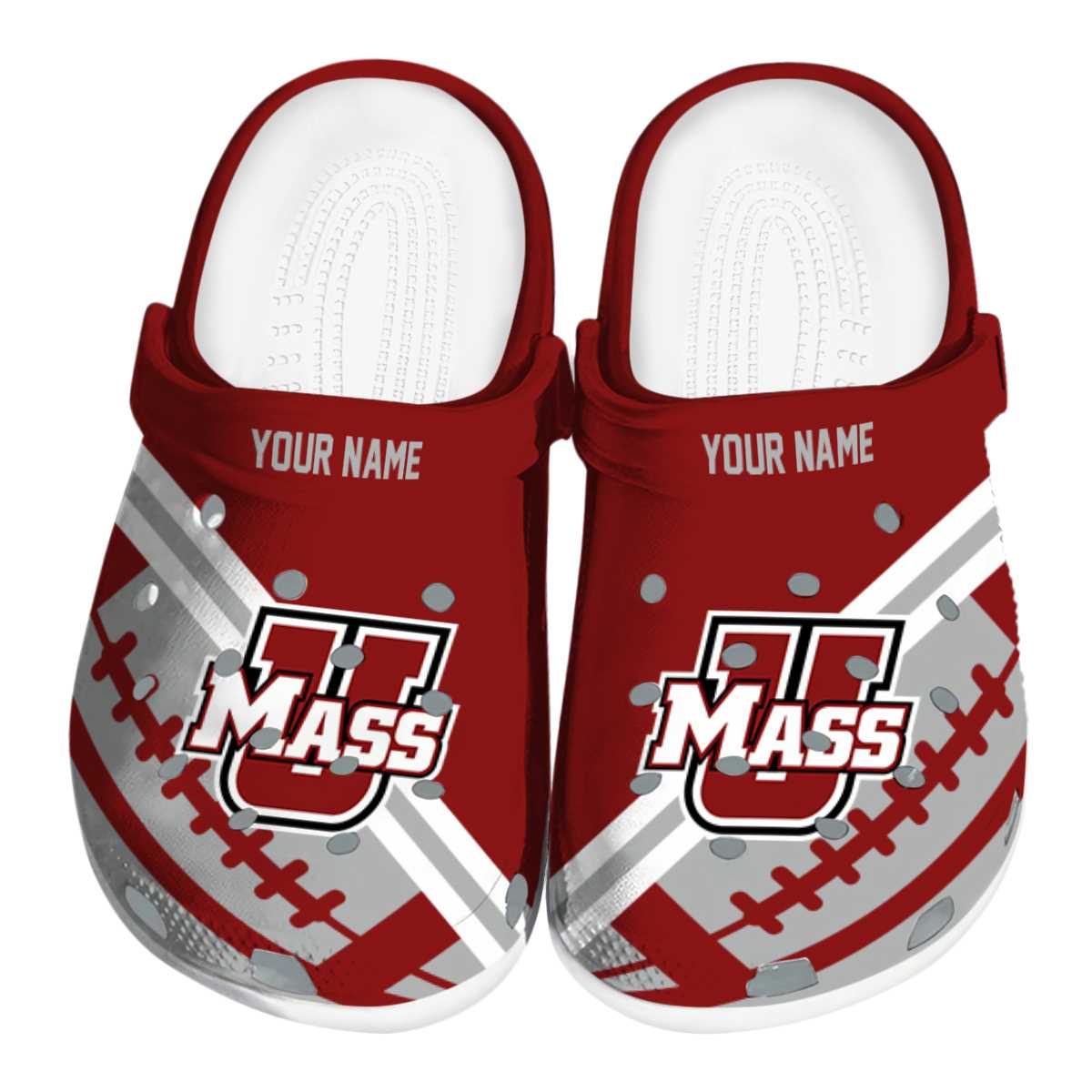 UMass Minutemen Football Motif, UMass Minutemen Football Crocs Clogs