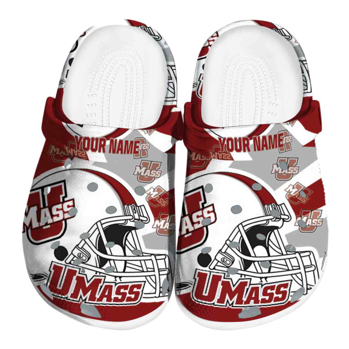 UMass Minutemen Football Helmet, UMass Minutemen Football Crocs Clogs