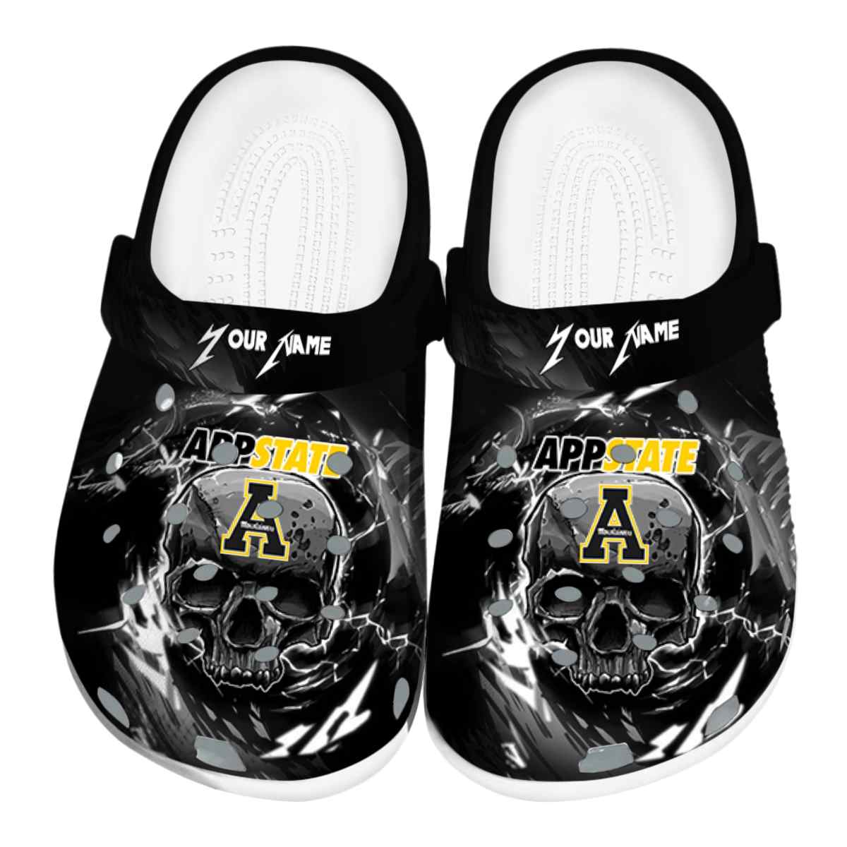 Appalachian State Mountaineers Gothic Skull, Appalachian State Mountaineers Crocs Clogs
