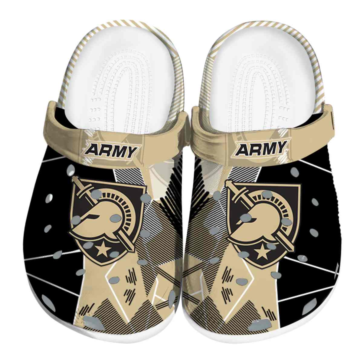 Army Black Knights Geometric, Army Black Knights Crocs Clogs