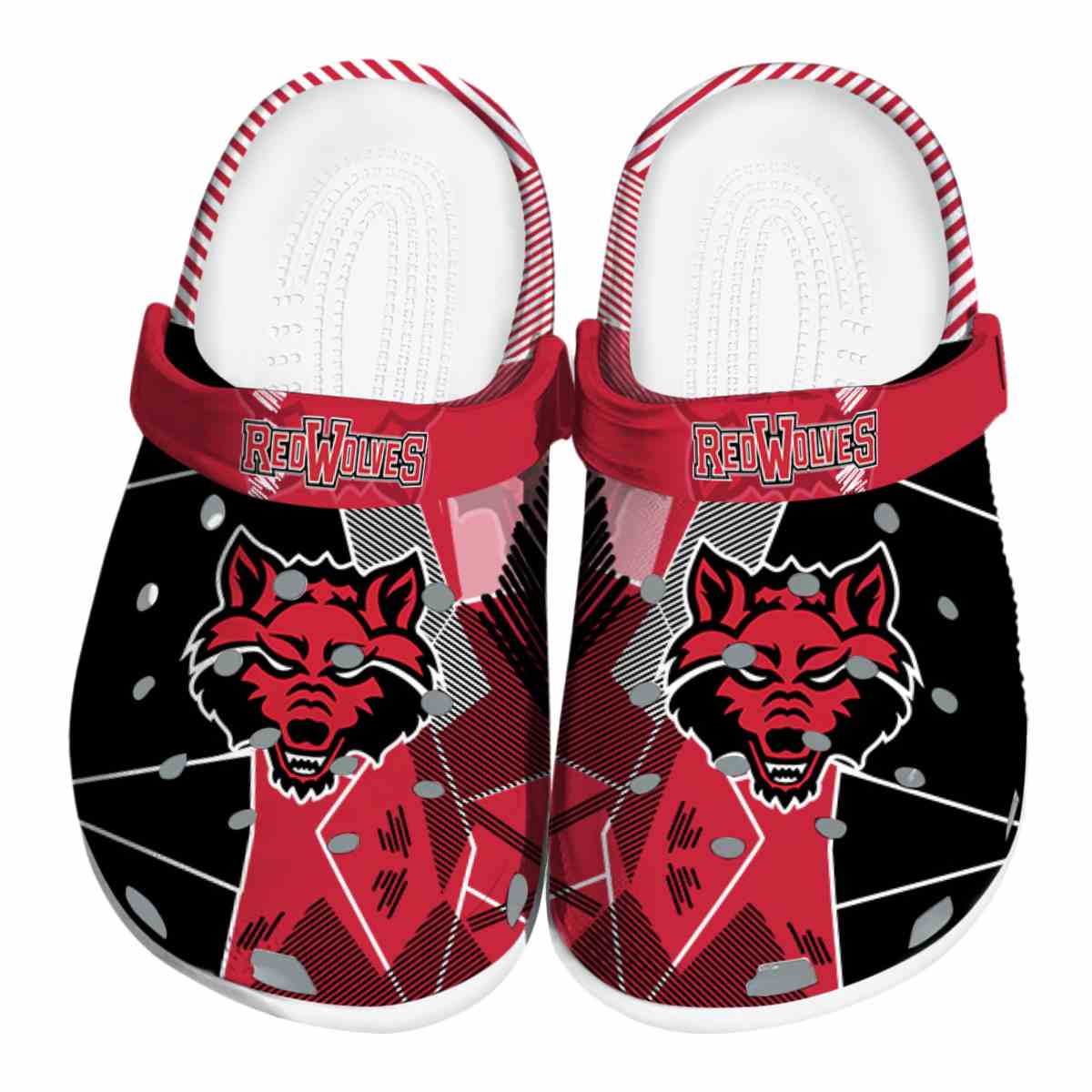 Arkansas State Red Wolves Geometric, Arkansas State Red Crocs Clogs