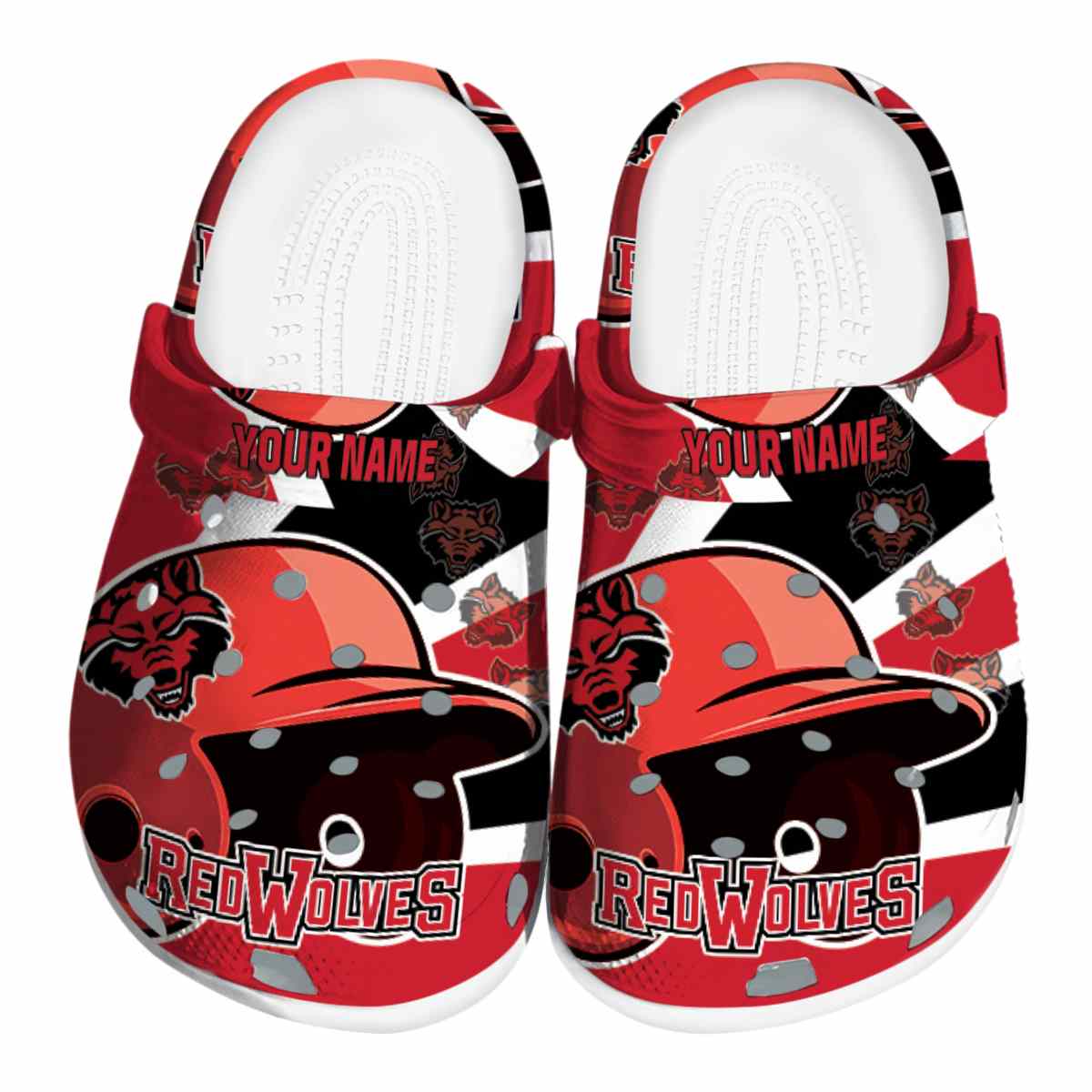 Arkansas State Red Wolves Baseball Helmet, Arkansas State Red Crocs Clogs