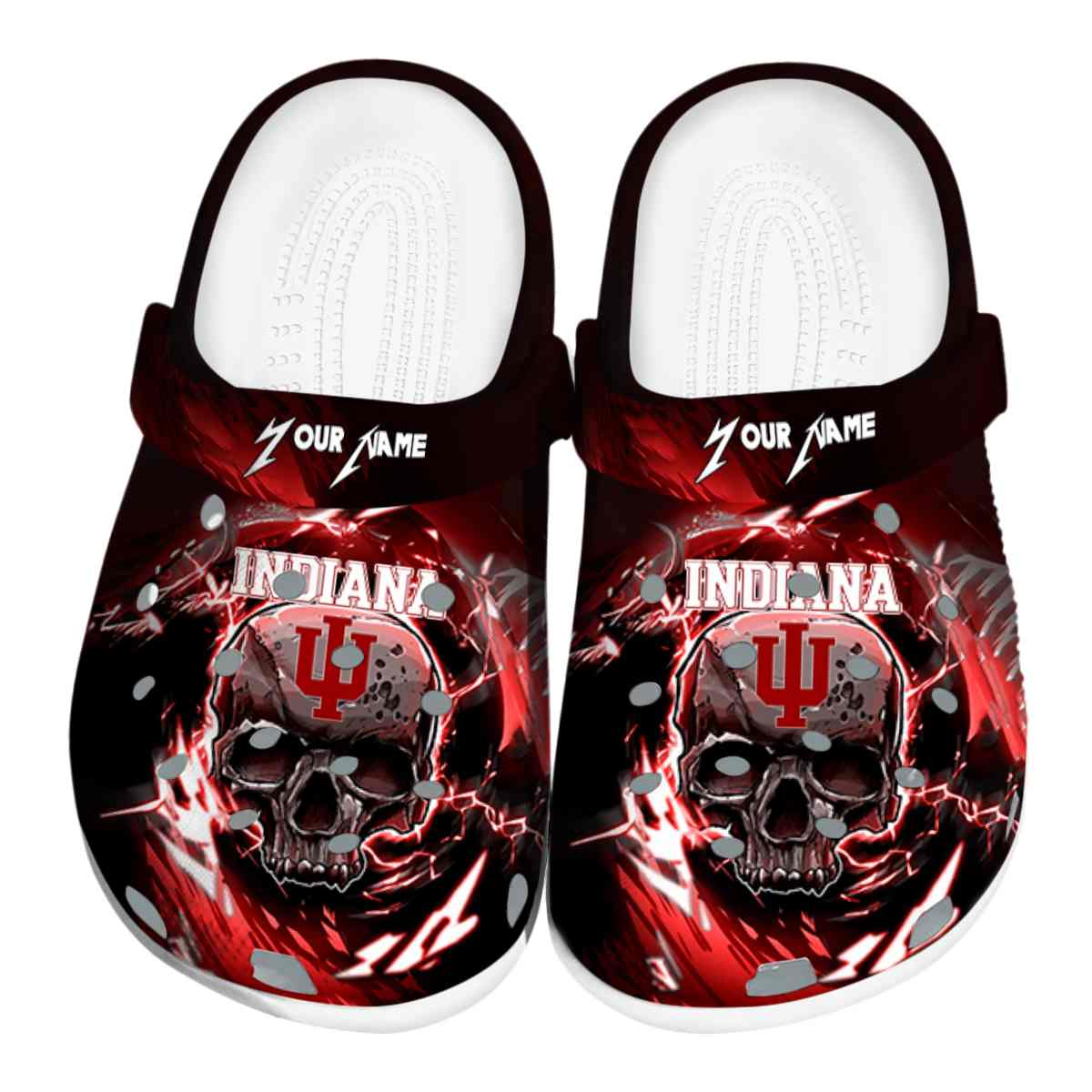 Indiana Hoosiers Gothic Skull, Indiana Hoosiers Gothic Crocs Clogs
